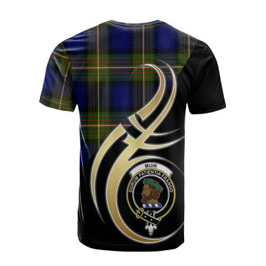 Scottish Muir Clan Crest Tartan T-Shirt Believe in Me Back Side Tartan Plaid