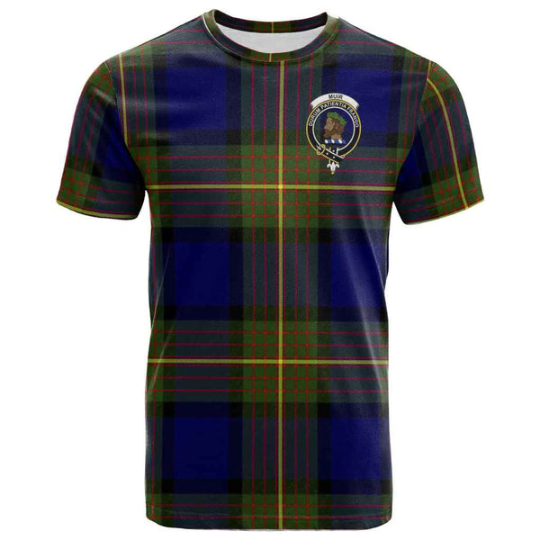 Scottish Muir Clan Crest Tartan T-Shirt Front Side Tartan Plaid