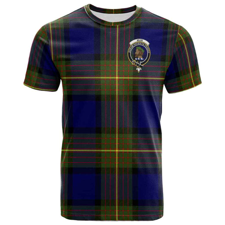 Scottish Muir Clan Crest Tartan T-Shirt Front Side Tartan Plaid