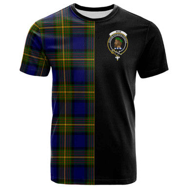 Scottish Muir Clan Crest Tartan T-Shirt Half in Me Front Side Tartan Plaid