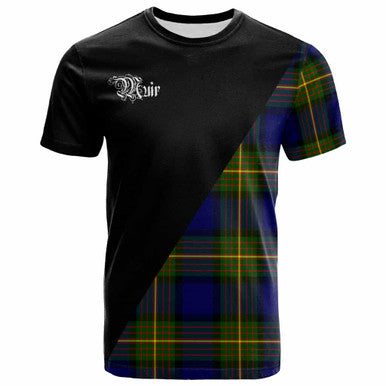 Scottish Muir Clan Crest Tartan T-Shirt - Military Logo Front Side Tartan Plaid