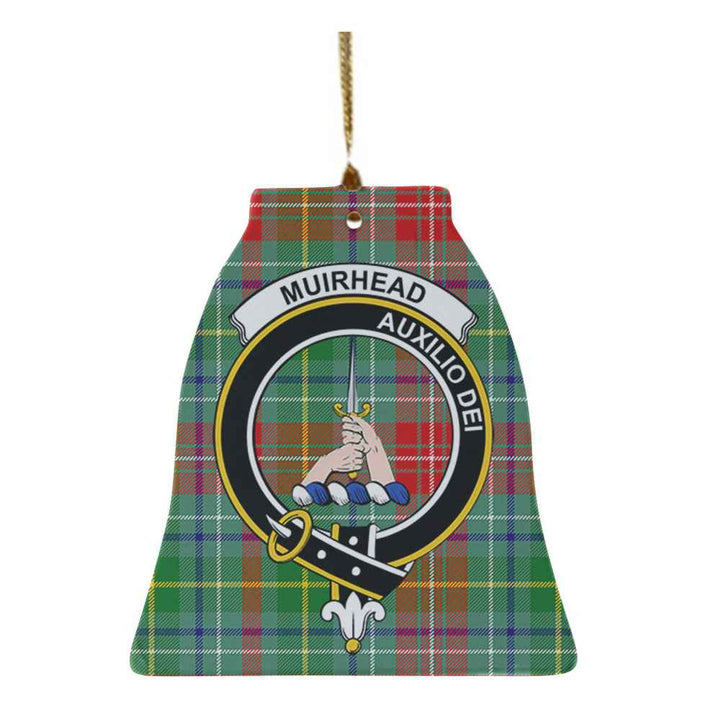 Scottish Muirhead Clan Crest Tartan Ceramic Ornament Bell Shape Tartan Plaid