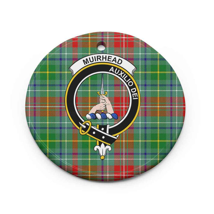 Scottish Muirhead Clan Crest Tartan Ceramic Ornament Circle Shape Tartan Plaid