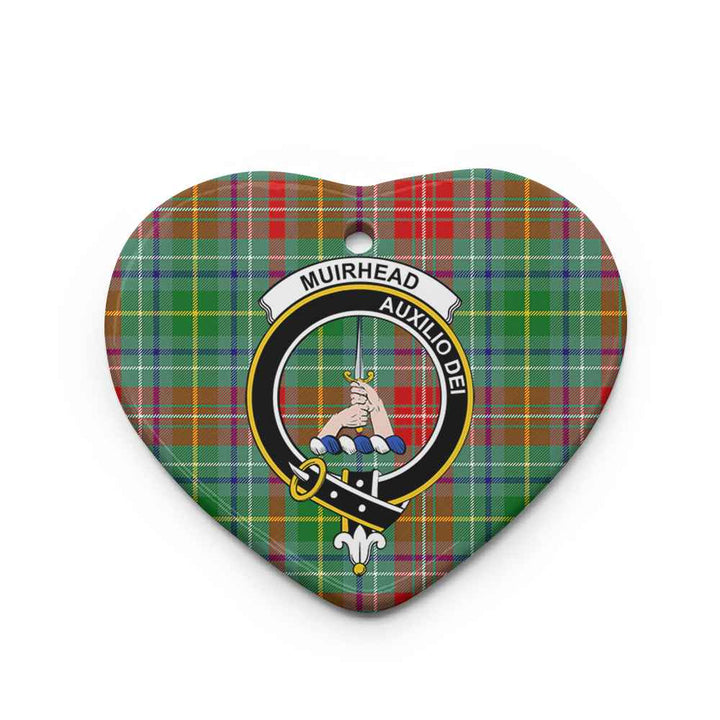 Scottish Muirhead Clan Crest Tartan Ceramic Ornament Heart Shape Tartan Plaid