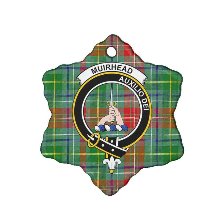 Scottish Muirhead Clan Crest Tartan Ceramic Ornament Snow Flake Shape Tartan Plaid