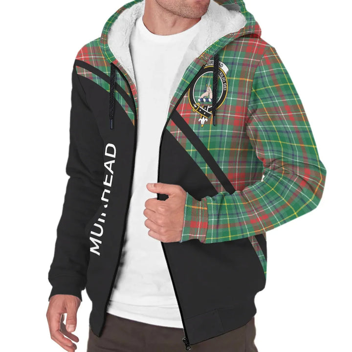 Scottish Muirhead Clan Crest Tartan Curve Sherpa Hoodie