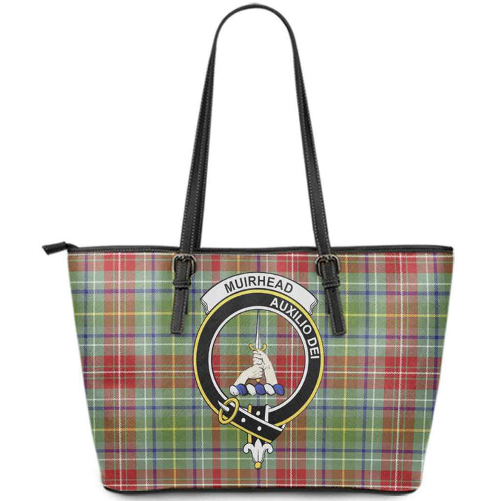 Scottish Muirhead Clan Crest Tartan Leather Tote Tartan Plaid