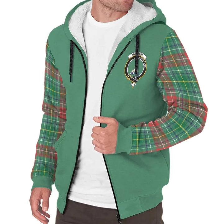 Scottish Muirhead Clan Crest Tartan Plaid Sleeve Sherpa Hoodie