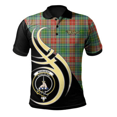 Scottish Muirhead Clan Crest Tartan Polo Shirt Believe in Me Front Side Tartan Plaid