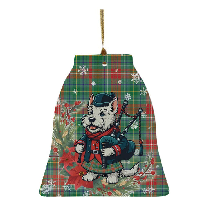 Scottish Muirhead Clan Tartan Ceramic Ornament Cute Scottish Terrier Dog Bell Style Tartan Plaid