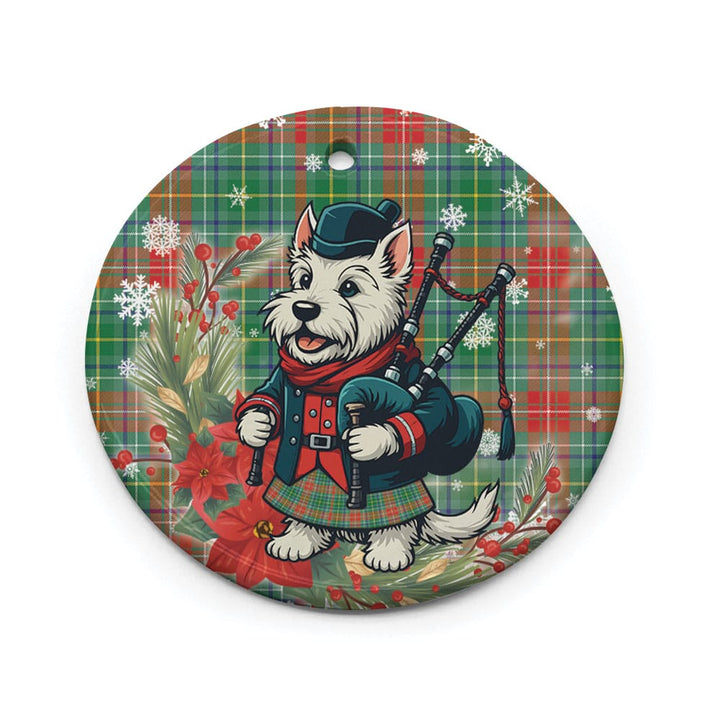 Scottish Muirhead Clan Tartan Ceramic Ornament Cute Scottish Terrier Dog Circle Style Tartan Plaid