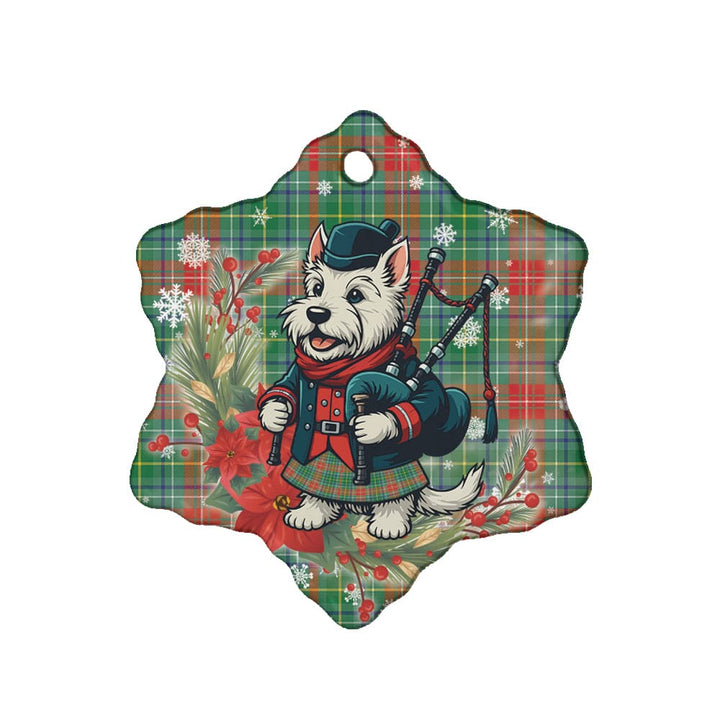 Scottish Muirhead Clan Tartan Ceramic Ornament Cute Scottish Terrier Dog Snow Flake Style Tartan Plaid
