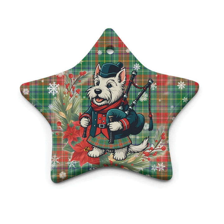 Scottish Muirhead Clan Tartan Ceramic Ornament Cute Scottish Terrier Dog Star Style Tartan Plaid