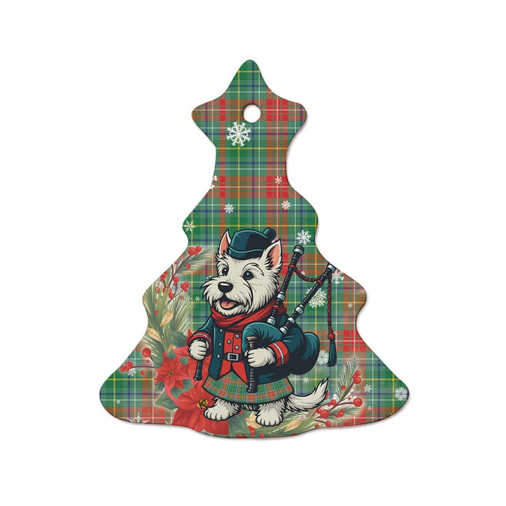 Scottish Muirhead Clan Tartan Ceramic Ornament Cute Scottish Terrier Dog Tree Style Tartan Plaid