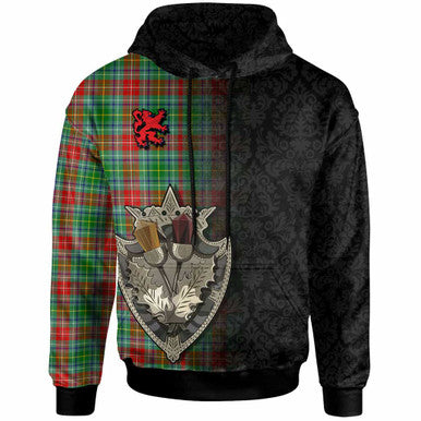 Scottish Muirhead Clan Tartan Hoodie - Half Thistle Flowers Celtic Design Front Side Tartan Plaid