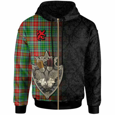 Scottish Muirhead Clan Tartan Hoodie - Half Thistle Flowers Celtic Design Zip-up Tartan Plaid