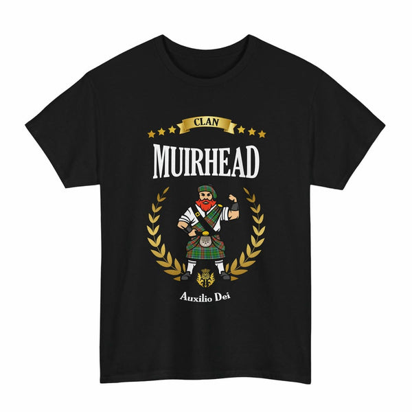 Scottish Muirhead Clan Tartan T-Shirt - Motto Scotsman Tartan Plaid Black Color