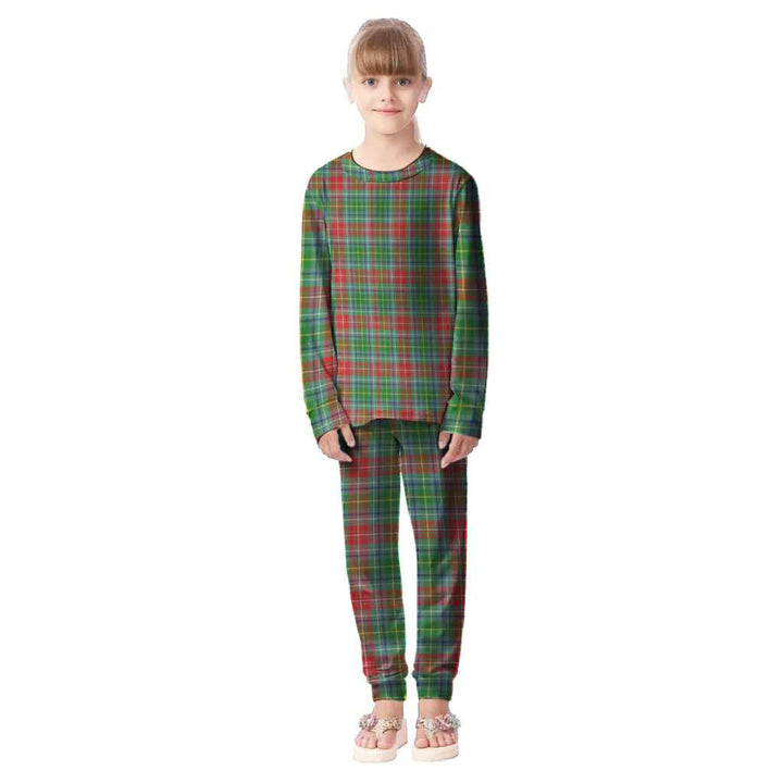 Scottish Muirhead Clan Tartan Pajama Set Kid Front Side Tartan Plaid