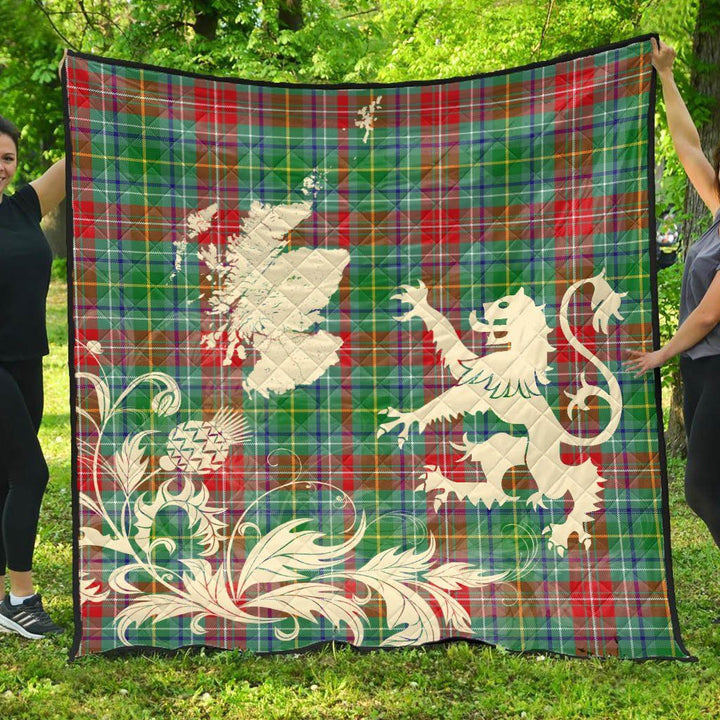 Scottish Muirhead Clan Tartan Quilt Rampant Lion with Thistle Tartan Plaid 1