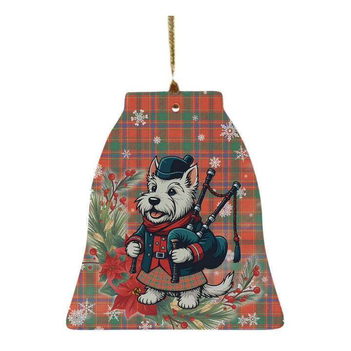 Scottish Munro Ancient Clan Tartan Ceramic Ornament Cute Scottish Terrier Dog Bell Style Tartan Plaid
