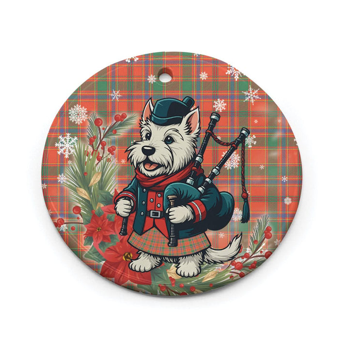 Scottish Munro Ancient Clan Tartan Ceramic Ornament Cute Scottish Terrier Dog Circle Style Tartan Plaid
