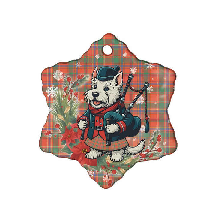 Scottish Munro Ancient Clan Tartan Ceramic Ornament Cute Scottish Terrier Dog Snow Flake Style Tartan Plaid