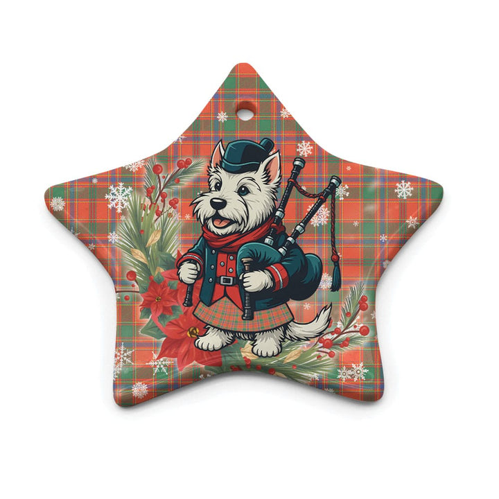 Scottish Munro Ancient Clan Tartan Ceramic Ornament Cute Scottish Terrier Dog Star Style Tartan Plaid