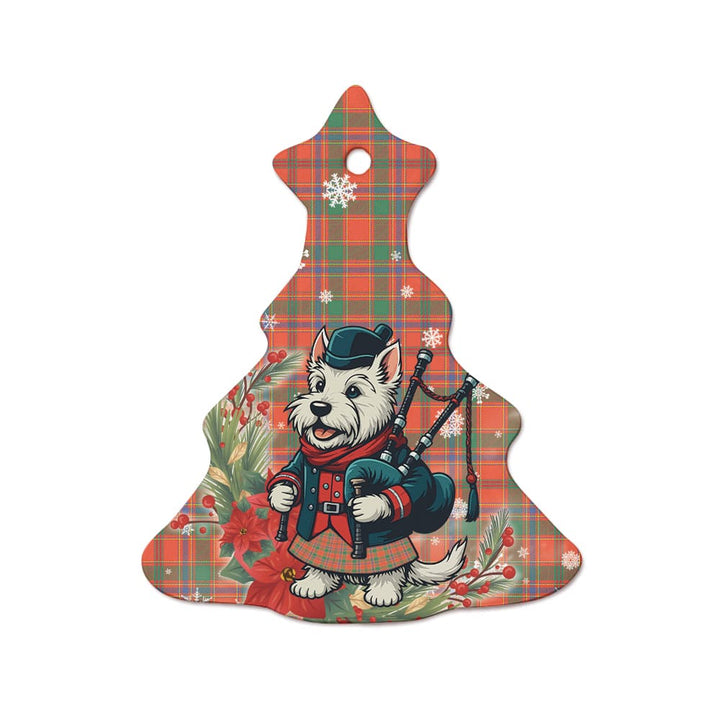 Scottish Munro Ancient Clan Tartan Ceramic Ornament Cute Scottish Terrier Dog Tree Style Tartan Plaid