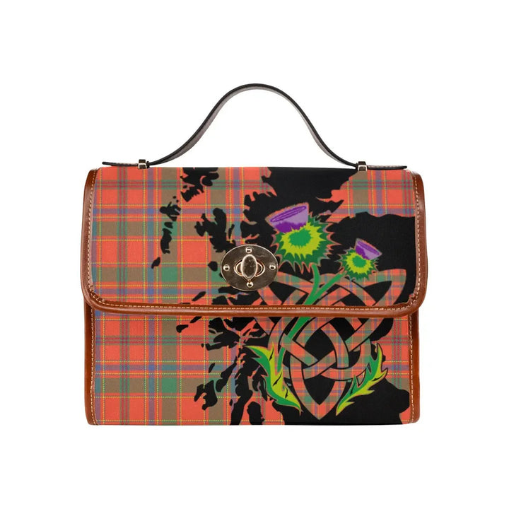 Scottish Munro Ancient Clan Tartan Waterproof Canvas Bag With Thistle Tartan Plaid 1