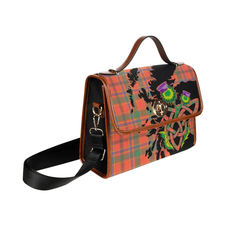 Scottish Munro Ancient Clan Tartan Waterproof Canvas Bag With Thistle Tartan Plaid 3