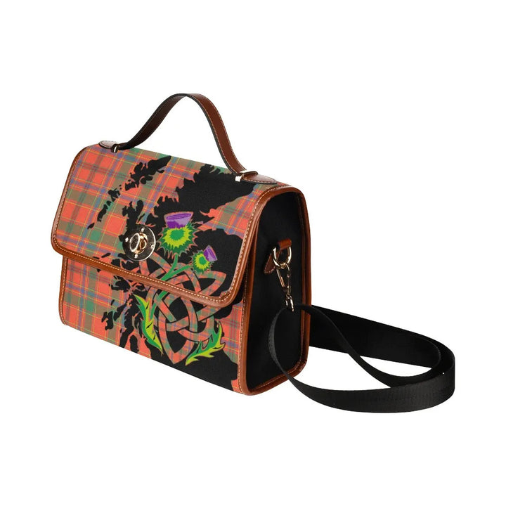 Scottish Munro Ancient Clan Tartan Waterproof Canvas Bag With Thistle Tartan Plaid 4