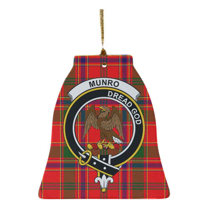 Scottish Munro Clan Crest Tartan Ceramic Ornament Bell Shape Tartan Plaid