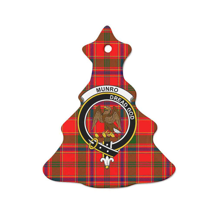 Scottish Munro Clan Crest Tartan Ceramic Ornament Tree Shape Tartan Plaid