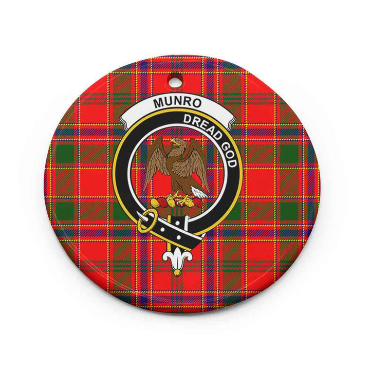 Scottish Munro Clan Crest Tartan Ceramic Ornament Circle Shape Tartan Plaid