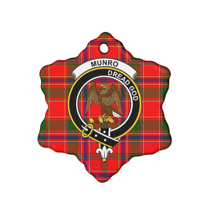 Scottish Munro Clan Crest Tartan Ceramic Ornament Snow Flake Shape Tartan Plaid