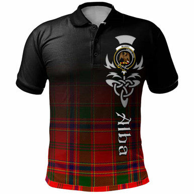 Scottish Munro Clan Crest Tartan Polo Shirt - Alba Gu Brath Family Crest Celtic Inspired Front Side Tartan Plaid