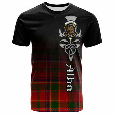 Scottish Munro Clan Crest Tartan T-Shirt - Alba Gu Brath Family Crest Celtic Inspired Front Side Tartan Plaid