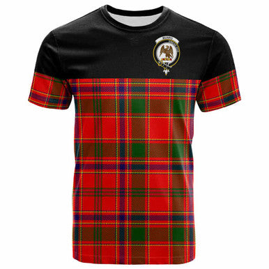 Scottish Munro Clan Crest Tartan T-Shirt - Horizontal Style Front Side Tartan Plaid
