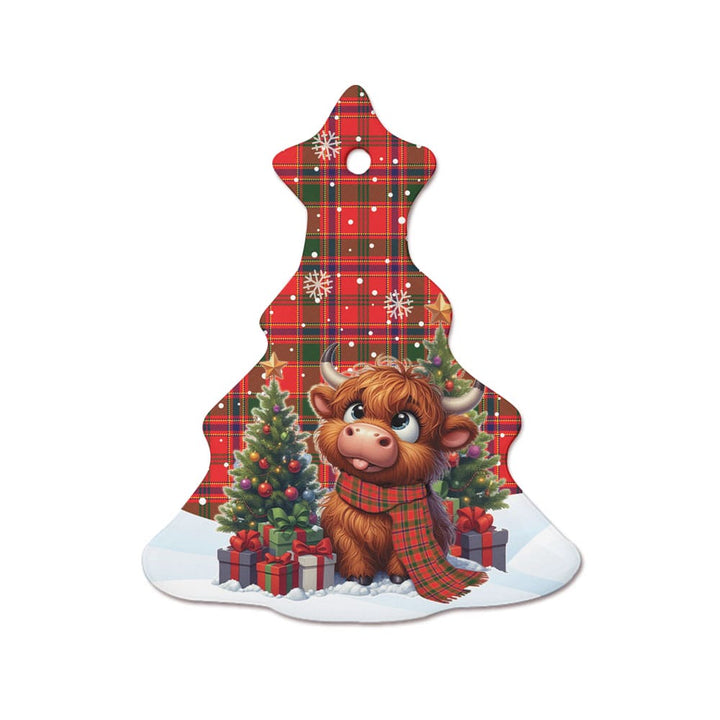 Scottish Munro Modern Clan Tartan Ceramic Ornament Cute Highland Cow Christmas Tree Style Tartan Plaid