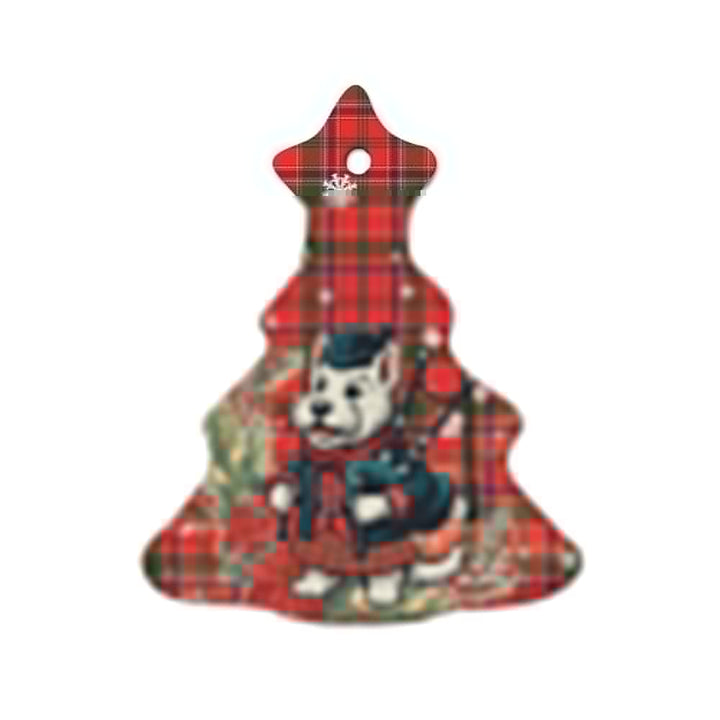Scottish Munro Modern Clan Tartan Ceramic Ornament Cute Scottish Terrier Dog Tree Style Tartan Plaid