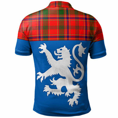 Scottish Munro Modern Clan Tartan Polo Shirt - Lion Rampant of Scotland With Flag Back Side Tartan Plaid