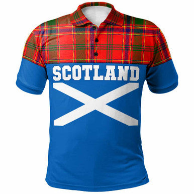 Scottish Munro Modern Clan Tartan Polo Shirt - Lion Rampant of Scotland With Flag Front Side Tartan Plaid