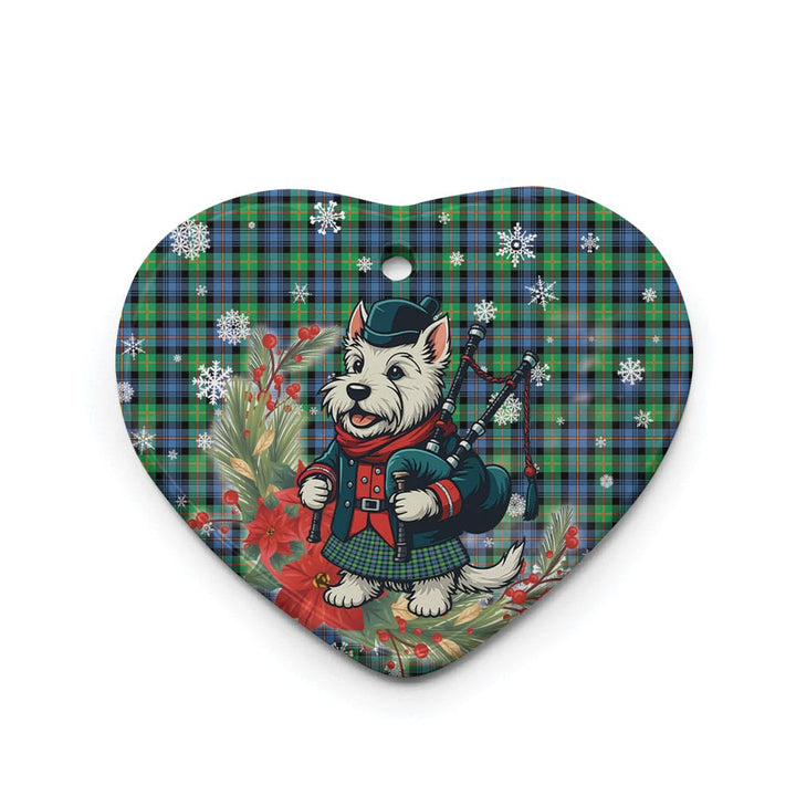 Scottish Murray of Atholl Ancient Clan Tartan Ceramic Ornament Cute Scottish Terrier Dog Heart Style Tartan Plaid
