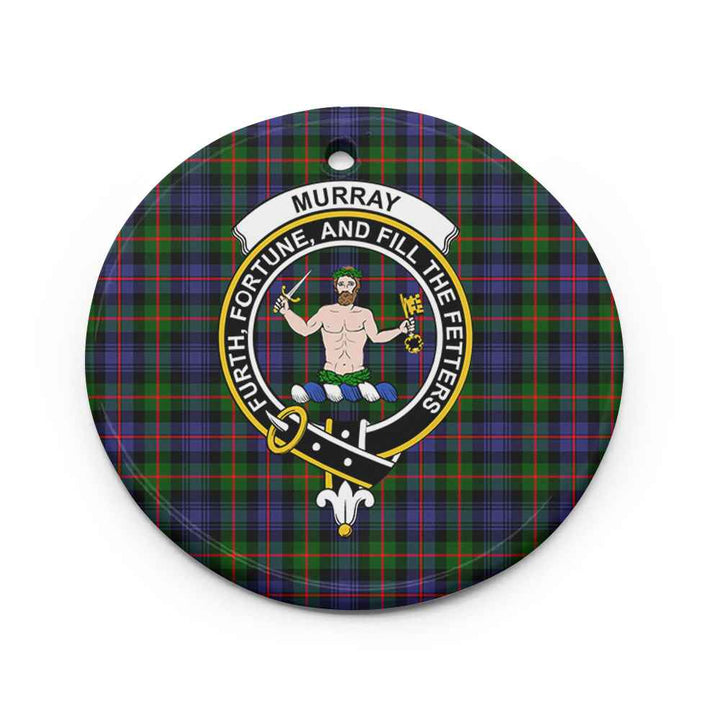 Scottish Murray (of Atholl) Clan Crest Tartan Ceramic Ornament Circle Shape Tartan Plaid