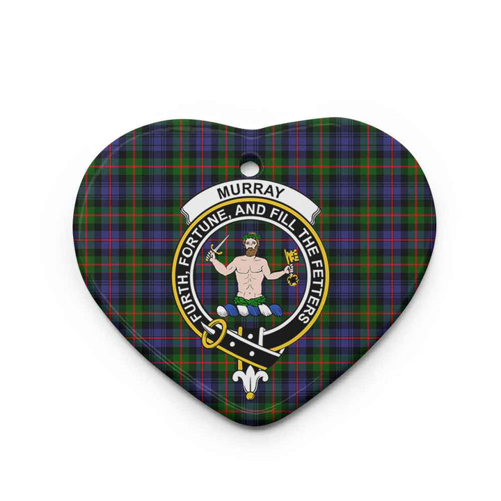 Scottish Murray (of Atholl) Clan Crest Tartan Ceramic Ornament Heart Shape Tartan Plaid