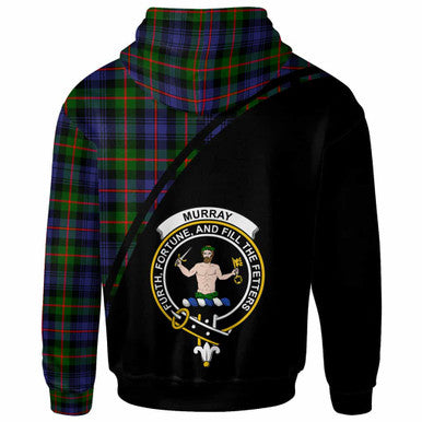 Scottish Murray (of Atholl) Clan Crest Tartan Curve Hoodie Back Side Tartan Plaid