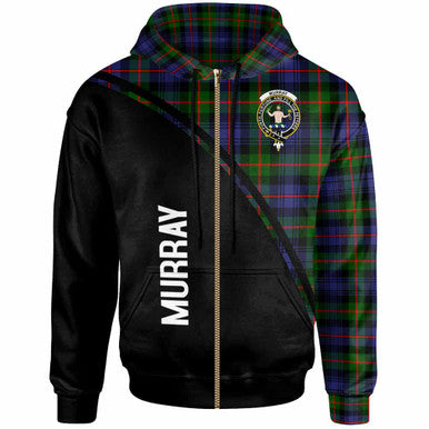 Scottish Murray (of Atholl) Clan Crest Tartan Curve Hoodie Zip-up Tartan Plaid