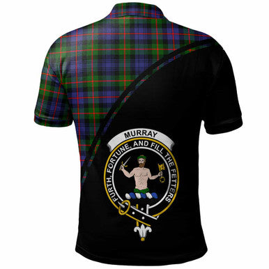 Scottish Murray (of Atholl) Clan Crest Tartan Curve Polo Shirt Back Side Tartan Plaid