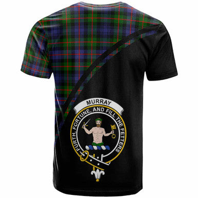 Scottish Murray (of Atholl) Clan Crest Tartan Curve T-Shirt Back Side Tartan Plaid