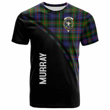 Scottish Murray (of Atholl) Clan Crest Tartan Curve T-Shirt Front Side Tartan Plaid
